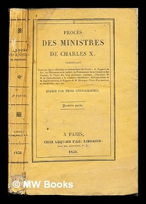 Bild des Verkufers fr Procs des ministres de Charles X zum Verkauf von MW Books Ltd.