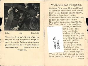 Image du vendeur pour 560406,Heiligenbildchen Andachtsbild Tizian Jesus trgt Kreuz Vollkommene Hingabe mis en vente par Versandhandel Lehenbauer