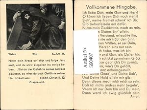 Image du vendeur pour 560407,Heiligenbildchen Andachtsbild Tizian Jesus trgt Kreuz Vollkommene Hingabe mis en vente par Versandhandel Lehenbauer
