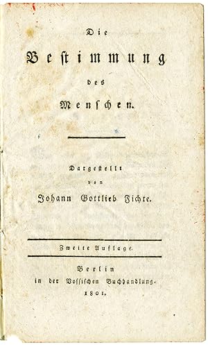 Bild des Verkufers fr Die Bestimmung des Menschen. VI S., 1 Bl., 234 (recte 262) S. Marmor. Pappbd d. Z. (berieben). zum Verkauf von Antiquariat Wolfgang Braecklein