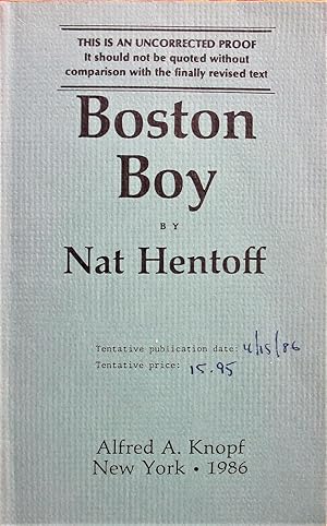 Seller image for Boston Boy. Uncorrected Proof for sale by Ken Jackson