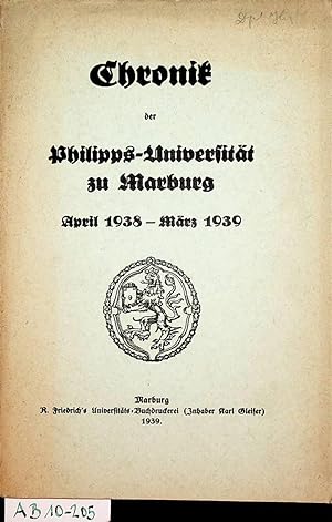 MARBURG- Chronik der Philipps-Universität Marburg April 1938 -März 1939