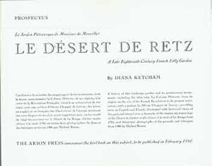 Seller image for Prospectus for Le Desert de Retz - A Late Eighteenth-Century French Folly Garden: The Artful Landscape of Monsieur de Monville. (This is a prospectus brochure for the work and not the book itself.) for sale by Wittenborn Art Books