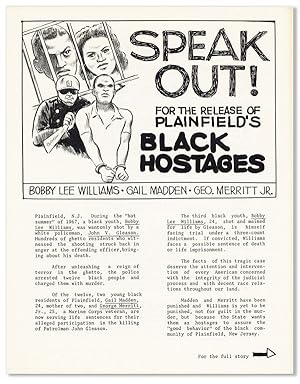 Speak Out! For the Release of Plainfield's Black Hostages: Bobby Lee Williams, Gail Madden, Geo.M...