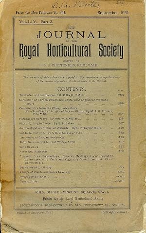 Seller image for The Journal of the Royal Horticultural Society (Vol. LIV, Part 2, September 1929) for sale by Bookmarc's