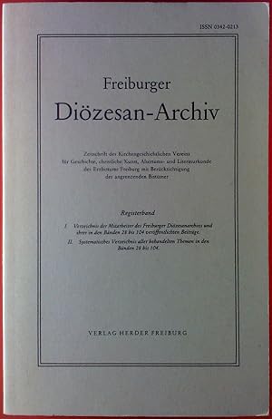 Bild des Verkufers fr Freiburger Dizesan-Archiv / Registerband der Bnde 28 bis 104 zum Verkauf von biblion2