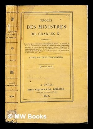 Bild des Verkufers fr Procs des ministres de Charles X zum Verkauf von MW Books