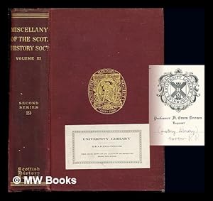 Immagine del venditore per Miscellany of the Scottish History Society. Third volume venduto da MW Books