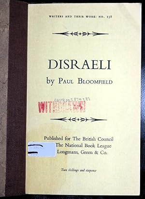 Seller image for Disraeli Writers and Their Work: No 138 for sale by GuthrieBooks