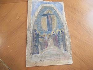 Original German Expressionist Sketch For Design For A Church Alcove, After Fra Angelico