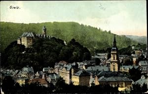 Bild des Verkufers fr Ansichtskarte / Postkarte Greiz in Thringen, Gesamtansicht der Stadt, Kirche, Schloss zum Verkauf von akpool GmbH