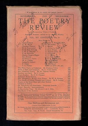 Seller image for The Poetry Review Vol XII November December 1921. Inscribed by contributor Sylvia Hope Evans for sale by Sonnets And Symphonies