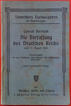 Bild des Verkufers fr Die Verfassung des Deutschen Reichs vom 11. August 1919. zum Verkauf von biblion2