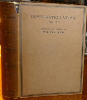 RESTORATION VERSE: 1660-1715. Macmillan, 1930, First Edition with Dust Jacket.