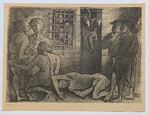 Lithographie originale en noir 1/200 Les Emmurés Enfer