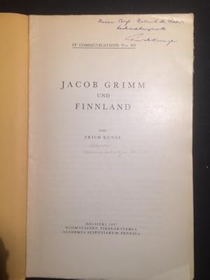 Bild des Verkufers fr Jakob Grimm und Finnland. zum Verkauf von Antiquariat Cassel & Lampe Gbr - Metropolis Books Berlin