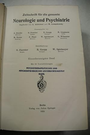 Bild des Verkufers fr Zeitschrift fr die gesamte Neurologie und Psychiatrie. Bde 91 u. 92 (1924). zum Verkauf von Antiquariat Bookfarm