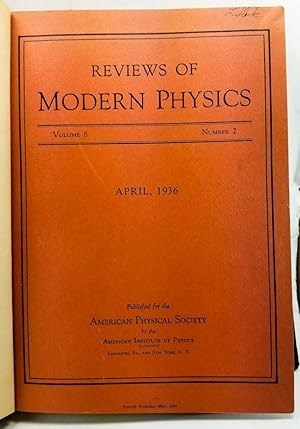 Imagen del vendedor de Nuclear Physics. A. Stationary States of Nuclei; B. Nuclear Dynamics, Theoretical; C. Nuclear Dynamics, Experimental Articles from Reviews of Modern Physics Volume 8, Number 2 (April 1936), 82-229; Volume 9, Number 2 (April 1937) 71-244; Volume 9, Number 3 (July 1937) 245-390 a la venta por Cat's Cradle Books