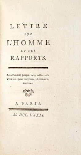 Imagen del vendedor de Lettre sur l'Homme et ses rapports. a la venta por Bonnefoi Livres Anciens