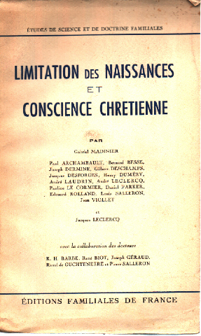 Seller image for Limitation des naissances et conscience chretienne for sale by librairie philippe arnaiz