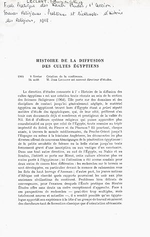 Bild des Verkufers fr Histoire de la diffusion des cultes gyptiens. zum Verkauf von Librarium of The Hague