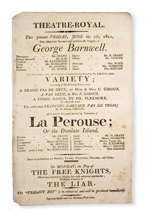 Bild des Verkufers fr [LA PEROUSE] The grand interesting Pantomime of La Perouse; Or the Desolate Island zum Verkauf von Douglas Stewart Fine Books