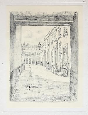 [Modern print, lithography, lithografie] Gedempte Gracht (The Hague), published around 1915.