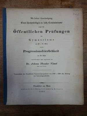 Verzeichnis der Frankfurter Gymnasialprogramme von 1737 - 1837 - Ein Beitrag zur Literaturgeschic...