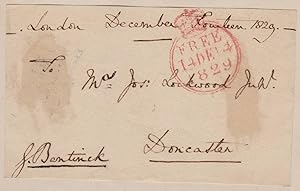 Autograph free front signed, "G. Bentinck". The front panel only, addressed to Mr. Jos. Lockwood,...