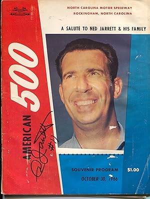 North Carolina Motor Spdwy Ned Jarrett Tribute NASCAR Race Program 10/30/1966-G