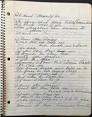 Original Handwritten Lyrics for songs by George and Ira Gershwin in Spiral Bound Notebook