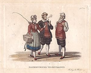 Bild des Verkufers fr Hauensteiner Volkstracht" - Hauenstein Tracht Trachten costumes Ansicht view Aquatina mezzotint zum Verkauf von Antiquariat Steffen Vlkel GmbH