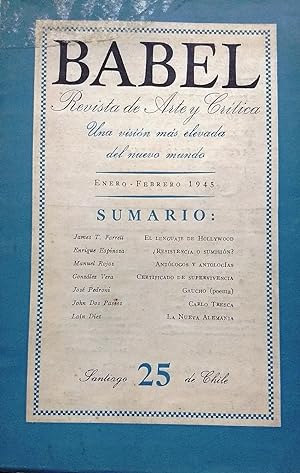 Babel N° 25. Marzo.Abril 1948. Revista de Arte y Crítica. Director Enrique Espinoza. Gerente Maur...