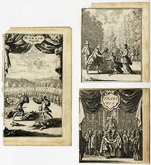 3 Antique Prints-THEATRE-CORNEILLE-LE MENTEUR-EL CID-HORACE-Santvoort-ca. 1670