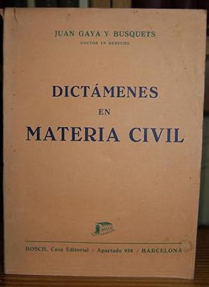 Imagen del vendedor de DICTAMENES EN MATERIA CIVIL a la venta por Fbula Libros (Librera Jimnez-Bravo)