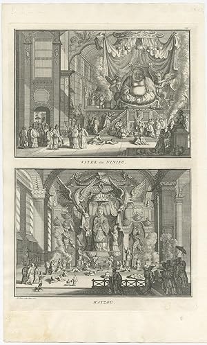 Antique Print of Chinese Idols (Vitek/Matzou) by B. Picart (1726)