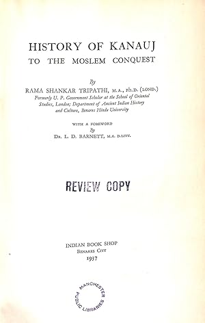 Seller image for History of Kanauj to the Moslem Conquest for sale by WeBuyBooks