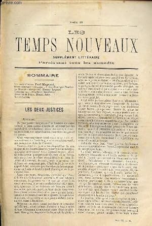 Bild des Verkufers fr LES TEMPS NOUVEAUX - supplement litteraire - TOME 3e - N39/ Les deux justices/ Si les individus voulaient. (fin)/ Toujours vrai/ Religion et folie/ Bibliographie. zum Verkauf von Le-Livre