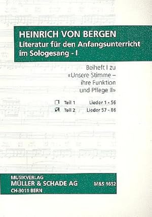 Bild des Verkufers fr Literatur fr den Anfangsunterricht im Sologesang Band 1 Teil 2 (Lieder 57-86) : Begleitheft 1 Teil 2 zu 'Unsere Stimme - ihre Funktion und Pflege Band 2' zum Verkauf von AHA-BUCH GmbH