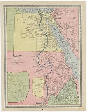 Antique Map of Egypt, Arabia, Nubia and Abyssinia by G.F. Cram (1889)