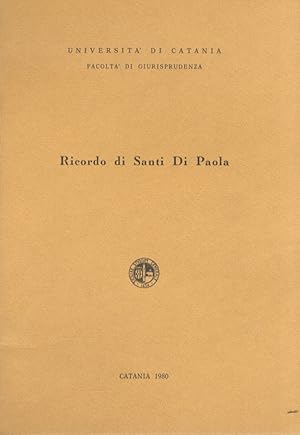 Bild des Verkufers fr Ricordo di Santi di Paola. Con premessa di Cristoforo Cosentini. zum Verkauf von Libreria Oreste Gozzini snc