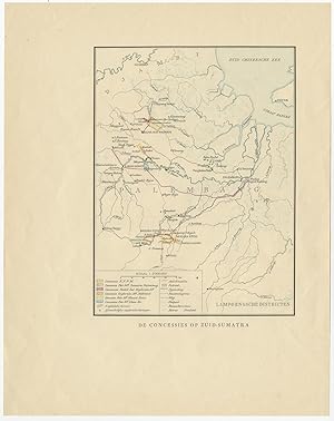 Antique Map of South Sumatra (c.1930)
