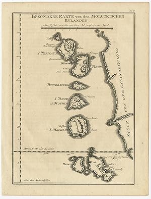 Antique Map of the Moluques by J.N. Bellin (1752)