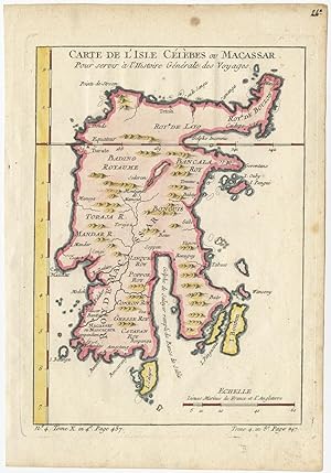 Antique Map of Sulawesi (Indonesia) II by J.N. Bellin (c.1750)