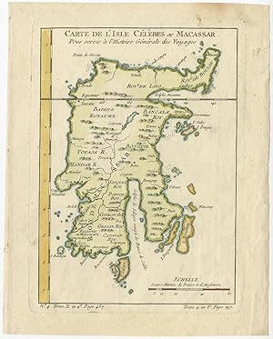 Antique Map of Sulawesi (Indonesia) III by J.N. Bellin (c.1750)