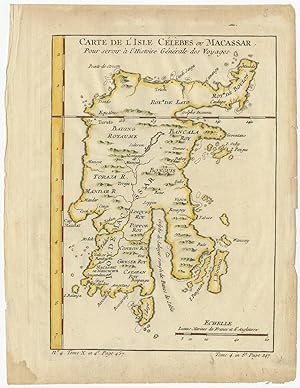 Antique Map of Sulawesi (Indonesia) IV by J.N. Bellin (c.1750)