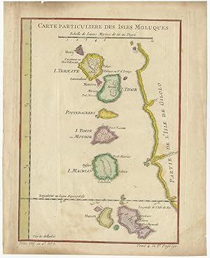 Antique Map of the Moluccas by J.N. Bellin (1760)