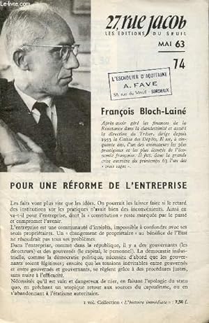 Bild des Verkufers fr 27 RUE JACOB - N74 - POUR UNE REFORME DE L'ENTREPRISE zum Verkauf von Le-Livre