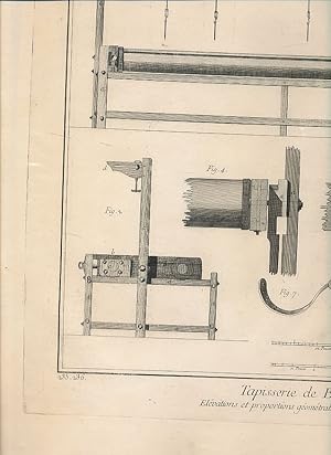 Tapisserie de Basse Lisse de Gobelins, Elévations et proportions géométralles, Cupes. et l'Dévelo...