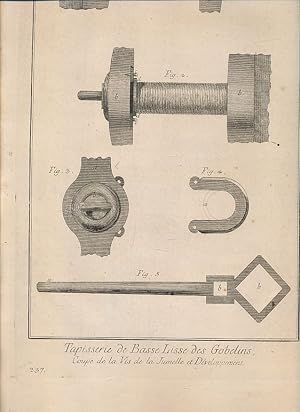 Tapisserie de Basse Lisse de Gobelins. Coupe de la Vis de la Jumelle et Developments. Plance 4. K...